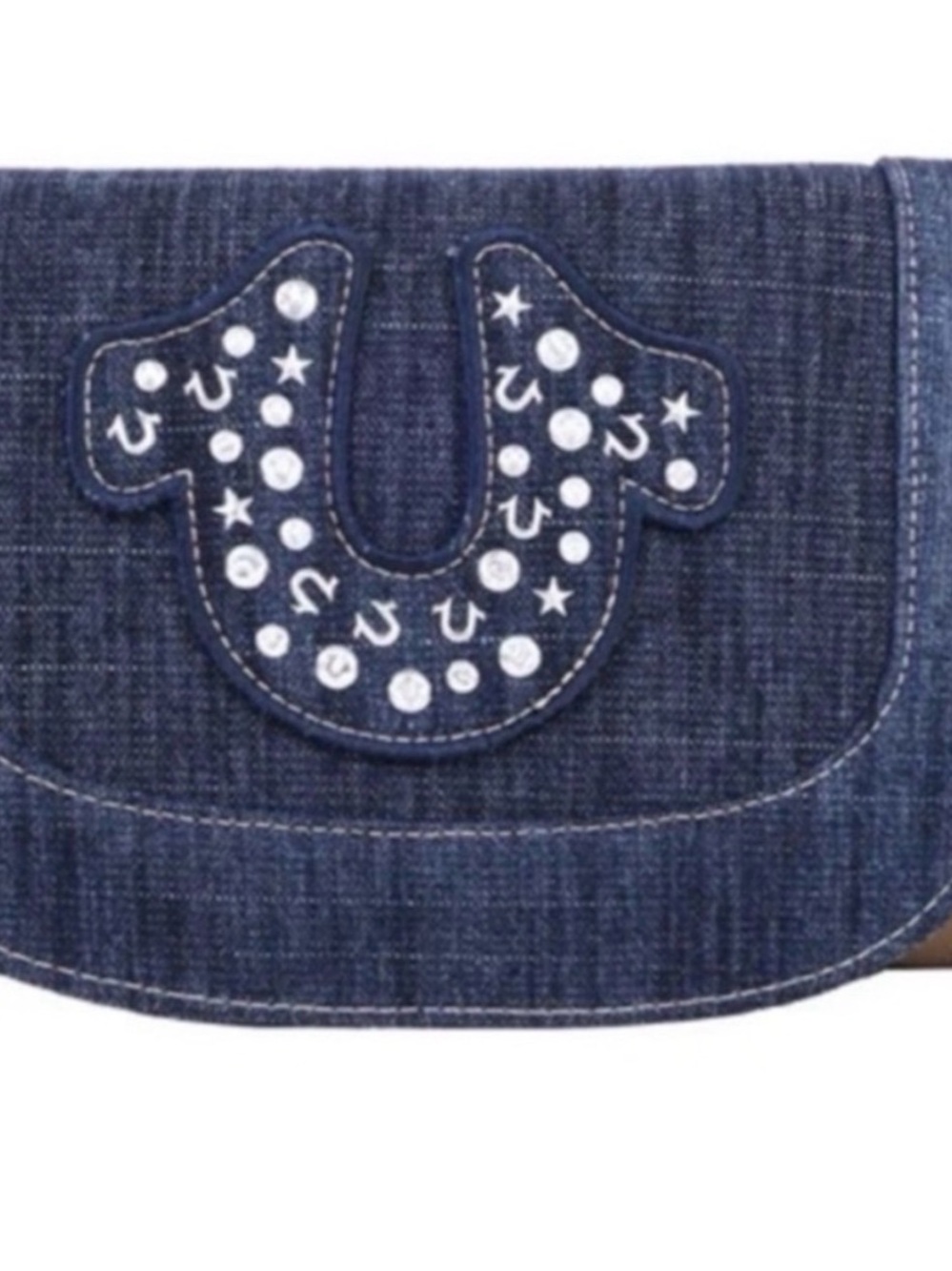 True Religion Dark Blue Denim Crossbody with Embellished Horseshoe - Picture 3 of 12